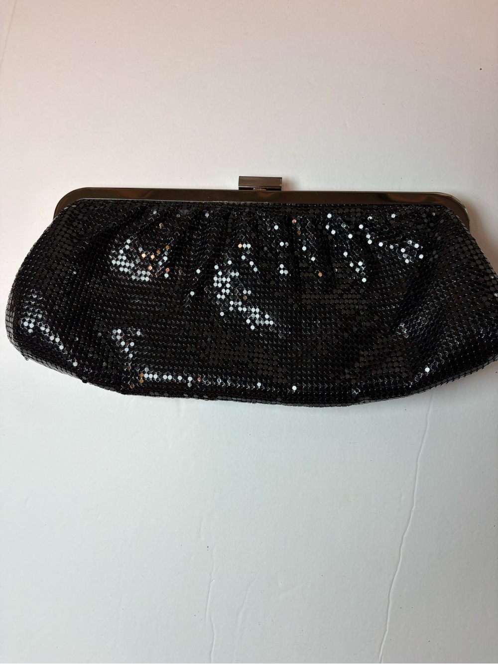 LANCÔME Sparkly Black Metal Mesh Evening Bag Clutch Purse